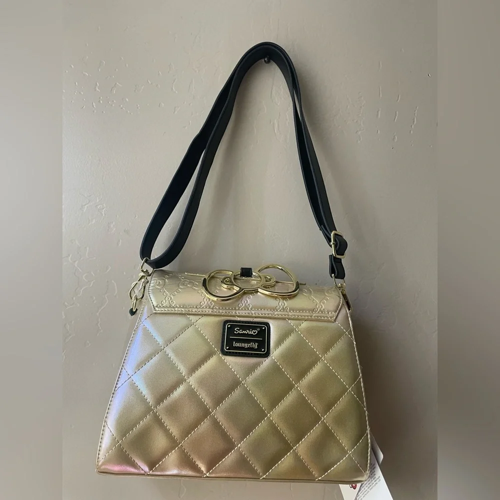 Loungefly Gold Quilted Shoulder Bag - Picture 2 of 6